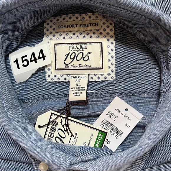 Jos A Bank Comfort Stretch Tailored Shirt in Blue Size X-Large - Picture 12 of 12